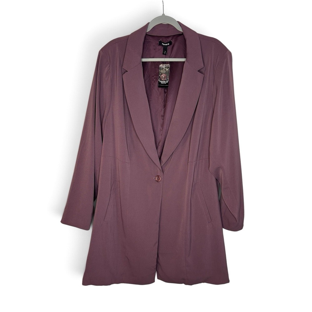 NWT Torrid Drape Front Blazer Purple Longline 3/4 Sleeve Plus Size 4 4X 26